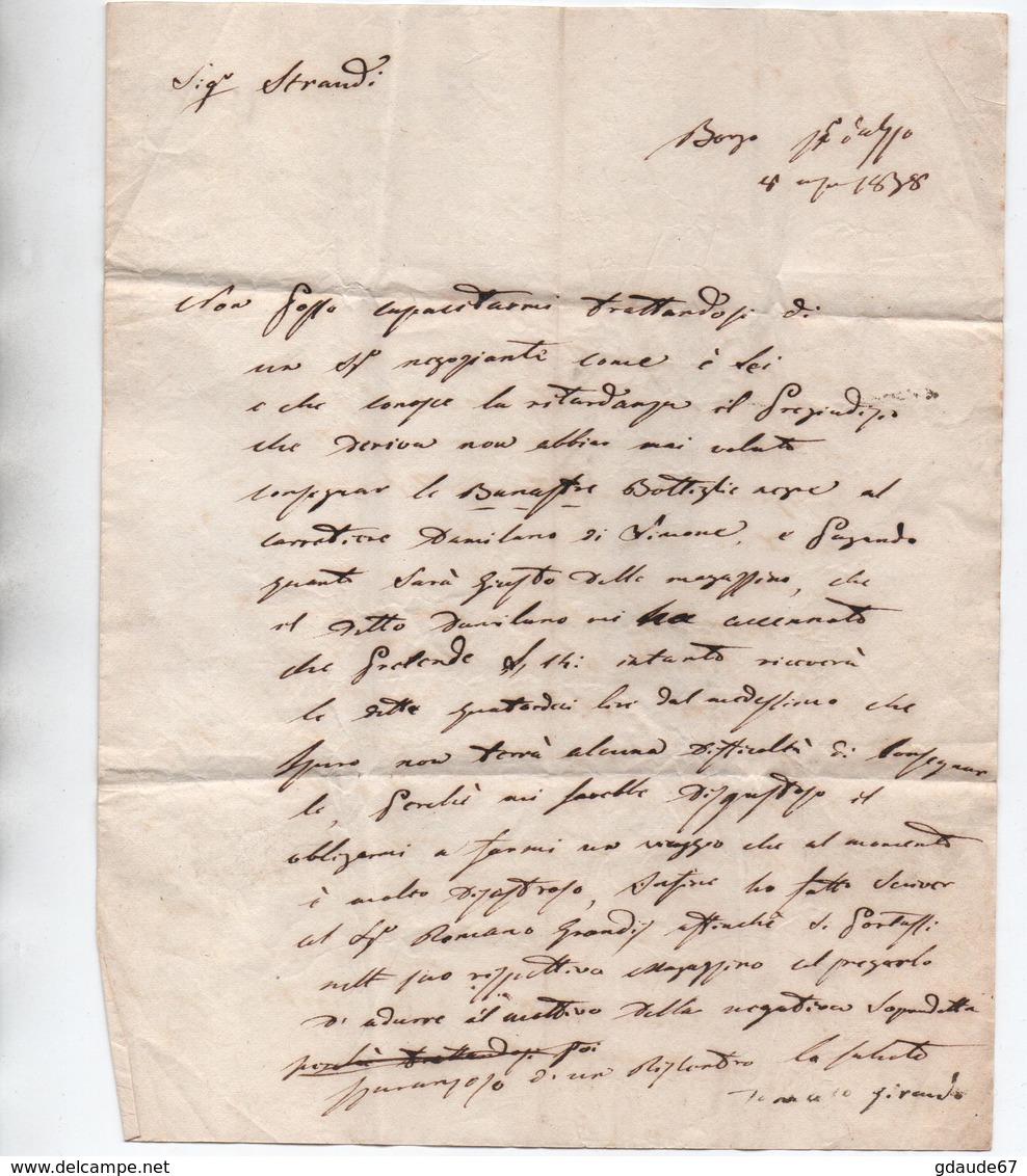 1838 - LETTRE PAR PORTEUR De BORGO SAN DALMAZZO (PIEMONTE) Pour NICE - ...-1850 Voorfilatelie