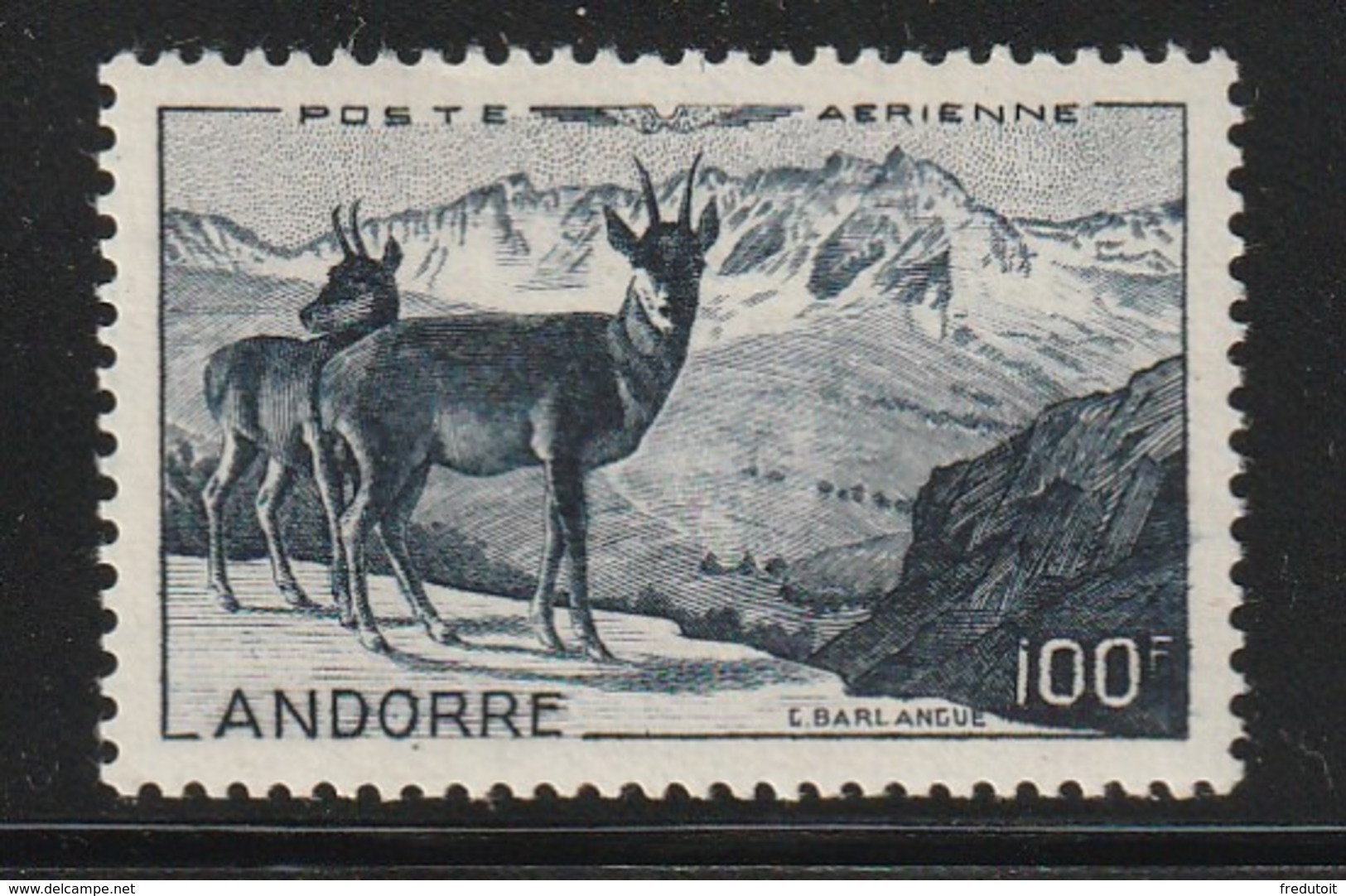 ANDORRE - PA N°1 ** (1950) Paysages : Isards - Airmail