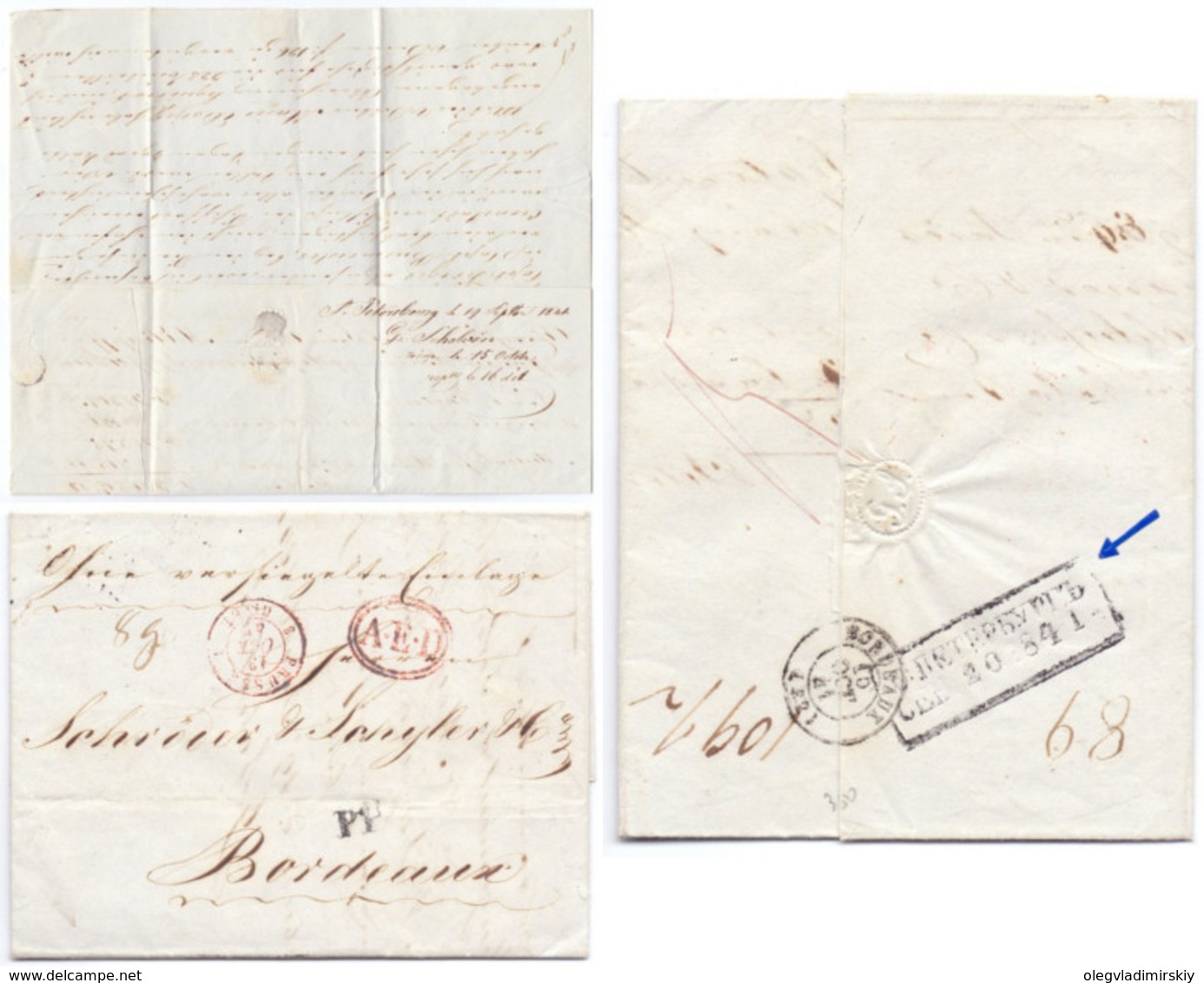 Russia Russian Empire France 1841 Year Letter From St Petersburg To Bordeaux Rare Excellent ! - ...-1857 Prephilately