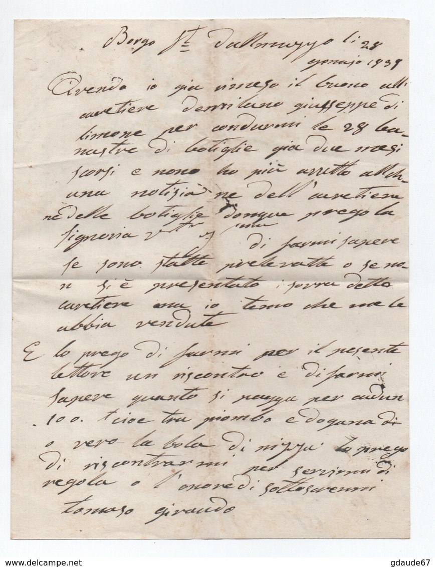 1838 - LETTRE PAR PORTEUR De BORGO SAN DALMAZZO (PIEMONTE) Pour NICE - ...-1850 Préphilatélie