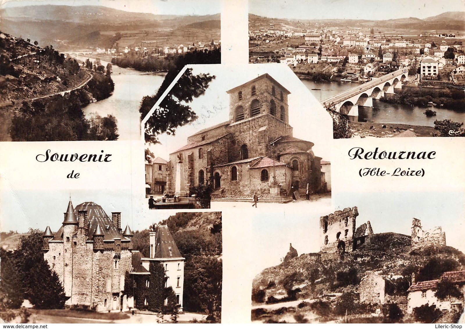 ►SOUVENIR DE RETOURNAC►43◄►CPSM◄±1970►◄►MULTIVUES▬LA LOIRE▬LE PONT▬ LE CHÂTEAU D'ARTIAS►ÉDIT. COMBIER No 15 - Brioude