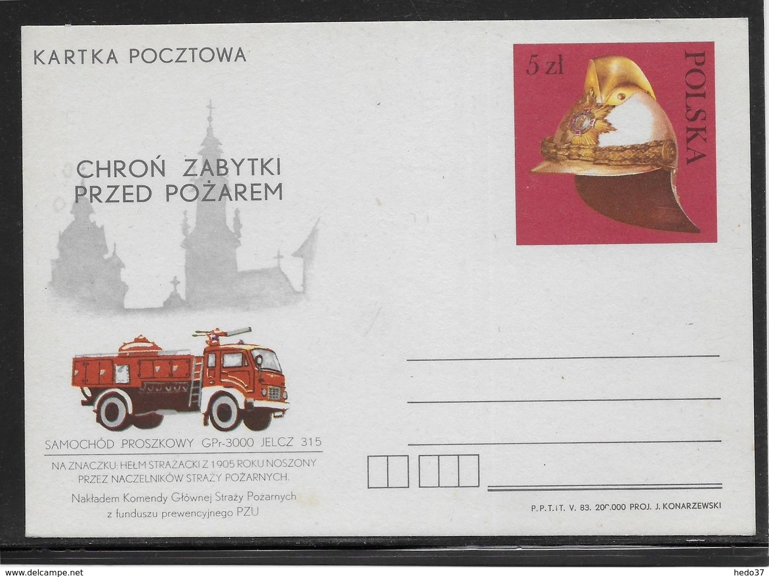 Thème Sapeurs Pompiers - Pologne Entier Postal - TB - Sapeurs-Pompiers