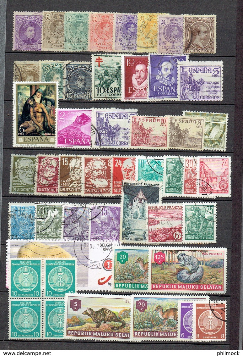 Lot important 6Kg 500 - 8 classeurs avec timbres Belgique et monde MNH-MH-Oblitérés - LIQUIDATION