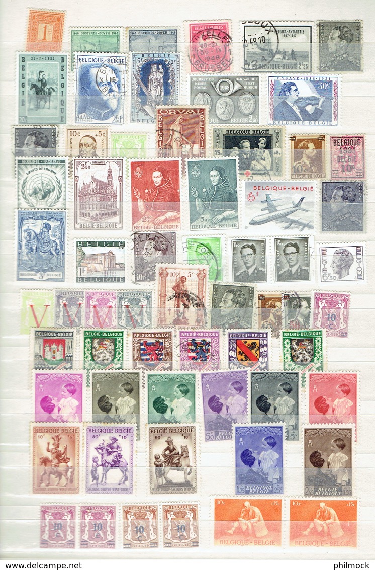 Lot important 6Kg 500 - 8 classeurs avec timbres Belgique et monde MNH-MH-Oblitérés - LIQUIDATION