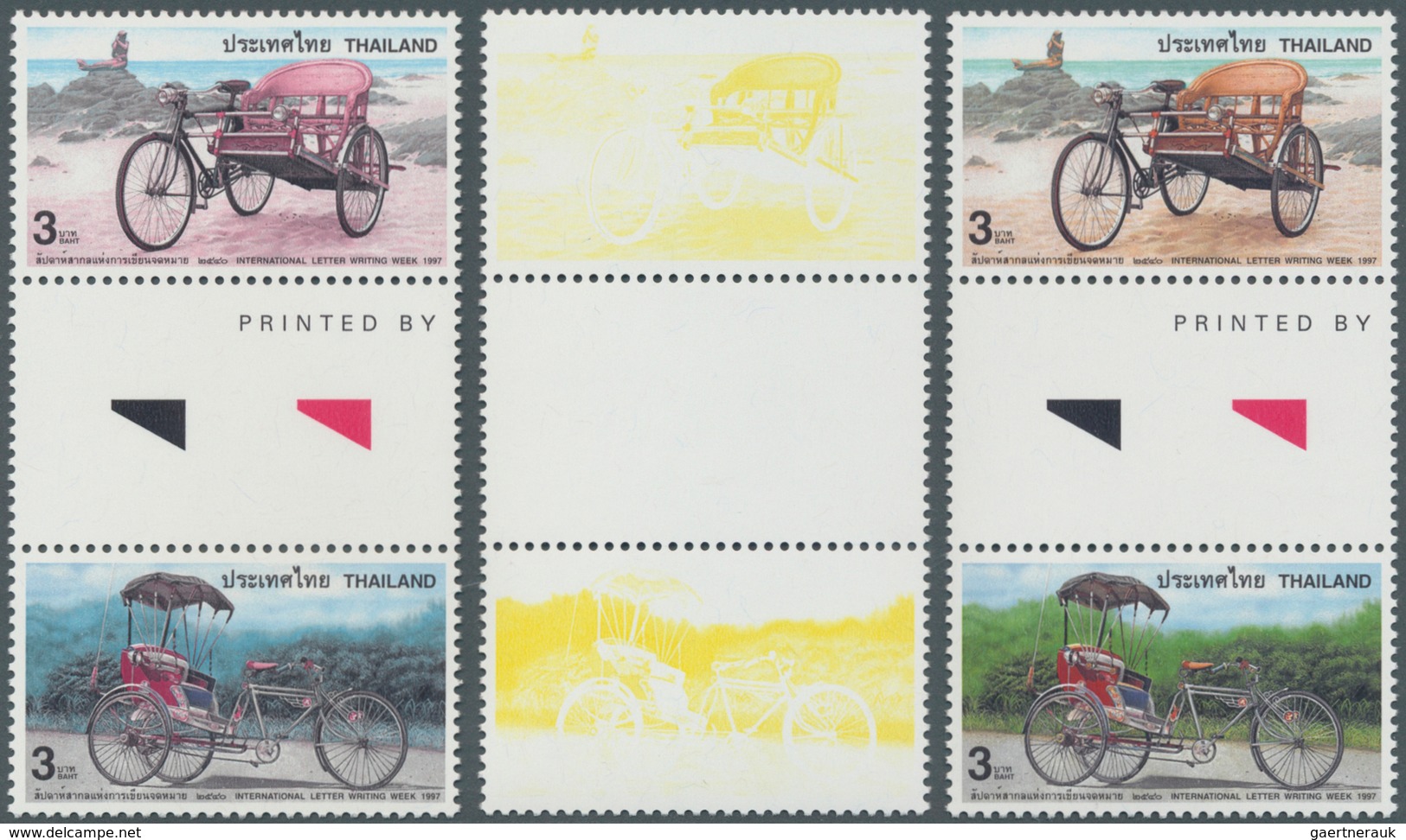 Thailand: 1997. Progressive Proof (9 Phases Inclusive Original) As Vertical Gutter Pairs For The Two - Thaïlande