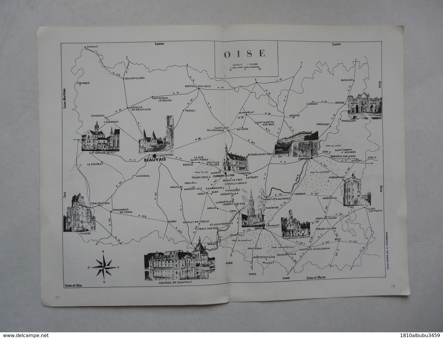 CARTE DE L'OISE EXTRAITE DE LA FRANCE A TABLE : Etablie Par A. DUCHEREUX - Cartes Marines