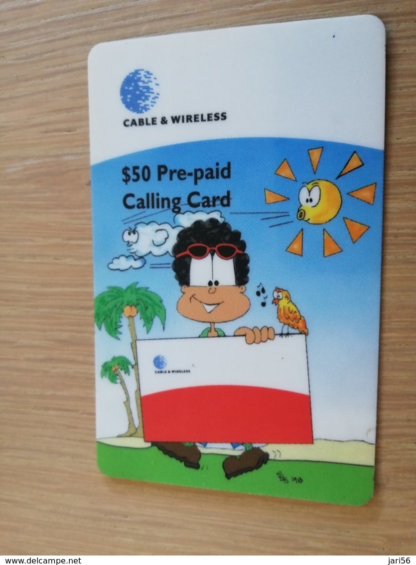 DOMINICA $ 50,- Prepaid DOM-17 CALBERT WITH BIRD/SUN        Fine Used Card  ** 1570 ** - Dominica