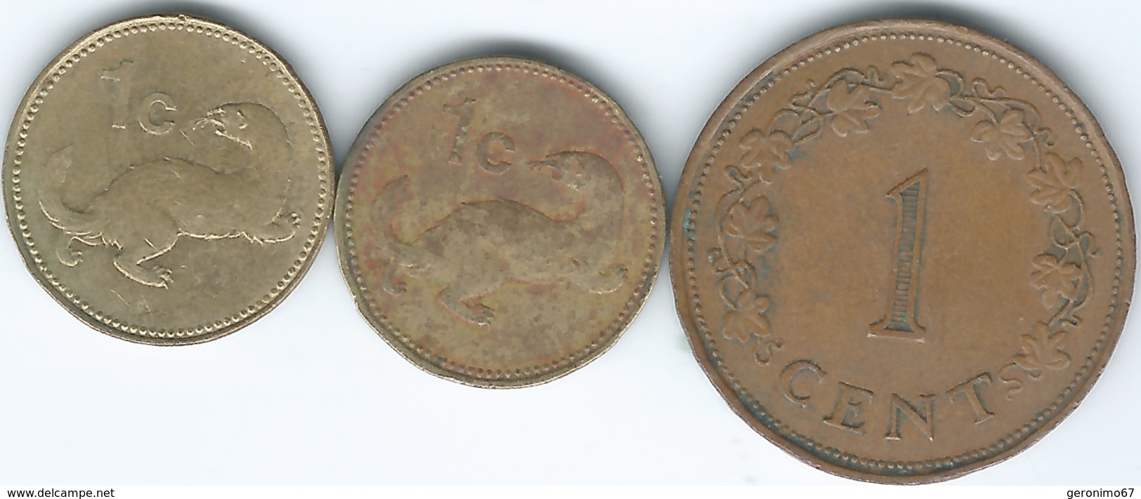Malta - 1 Cent - 1972 - KM8; 1986 - KM78 & 2004 - KM93 - Malta