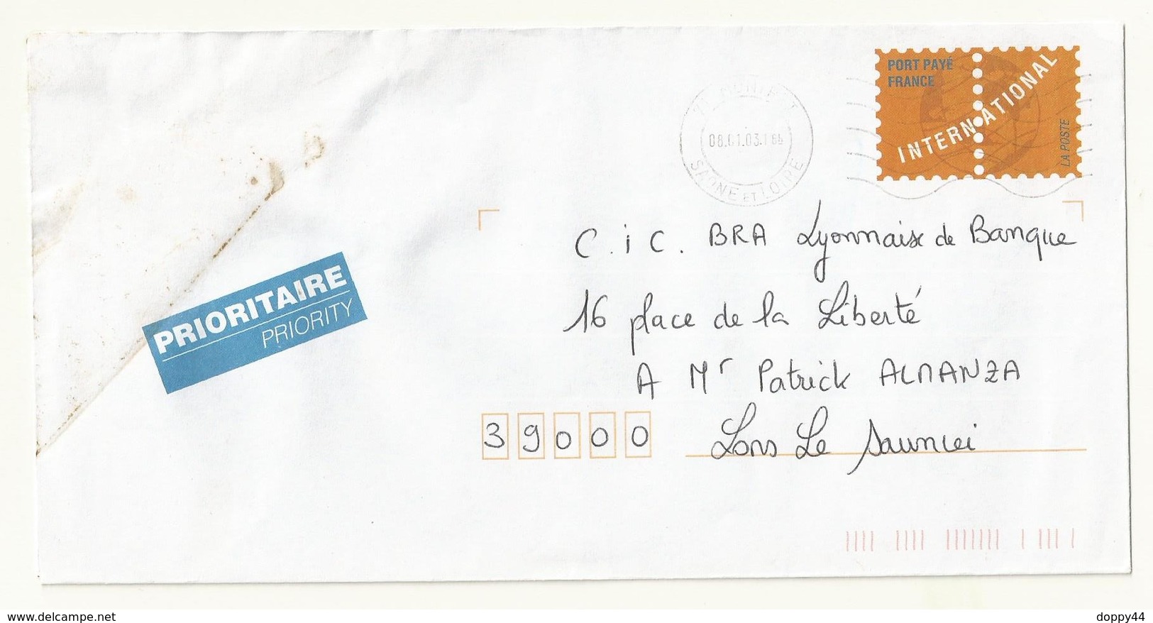 ENTIER POSTAL TARIF INTERNTIONAL PORT PAYE  LOT  103/998   TACHEE DANS COIN SUPERIEUR GAUCHE. - Official Stationery