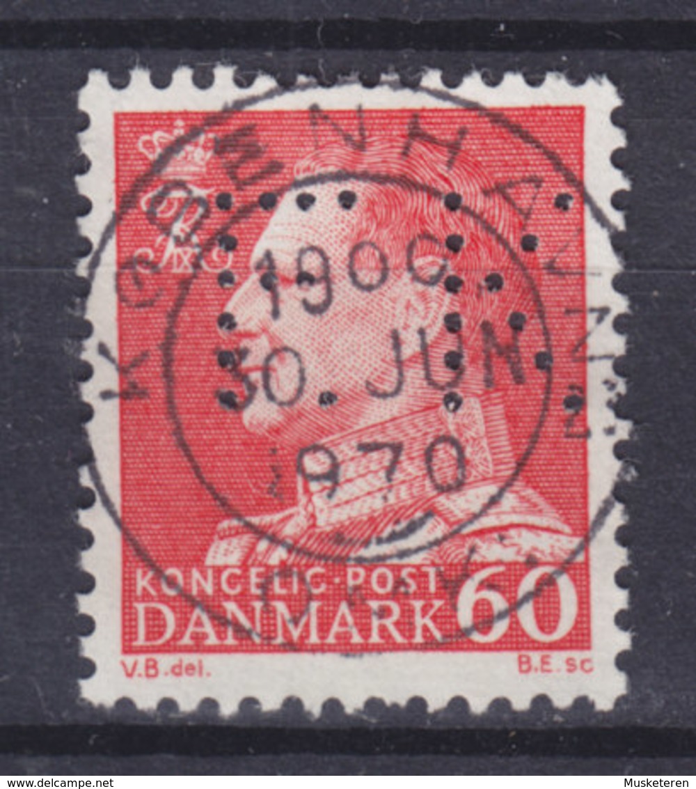 Denmark Perfin Perforé Lochung (F26) 'F.K.' Frederiksberg Kommune, København Fr. IX. Stamp Deluxe KØBENHAVN Cancel !! - Errors, Freaks & Oddities (EFO)