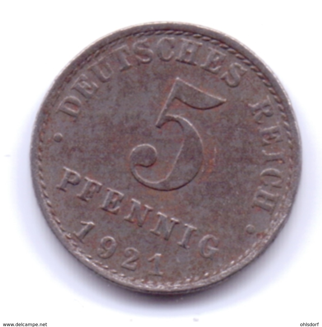 DEUTSCHES REICH 1921 A: 5 Pfennig, KM 19 - 5 Rentenpfennig & 5 Reichspfennig