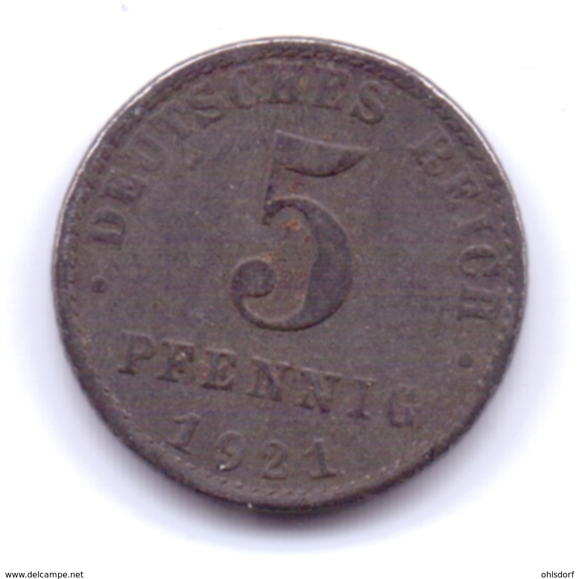 DEUTSCHES REICH 1921 A: 5 Pfennig, KM 19 - 5 Rentenpfennig & 5 Reichspfennig