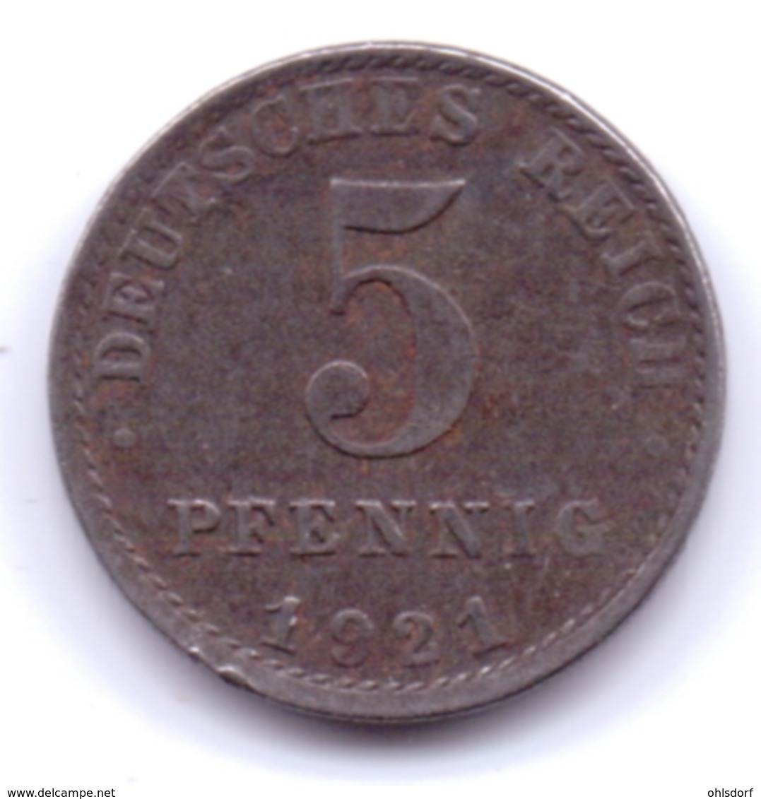 DEUTSCHES REICH 1921 A: 5 Pfennig, KM 19 - 5 Rentenpfennig & 5 Reichspfennig