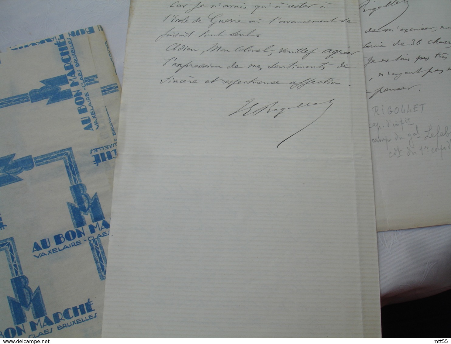 Rigollet Joseph Perpignan  Lot 2 Lettre Autographe Pour Appui Avancement Militaire - Altri & Non Classificati