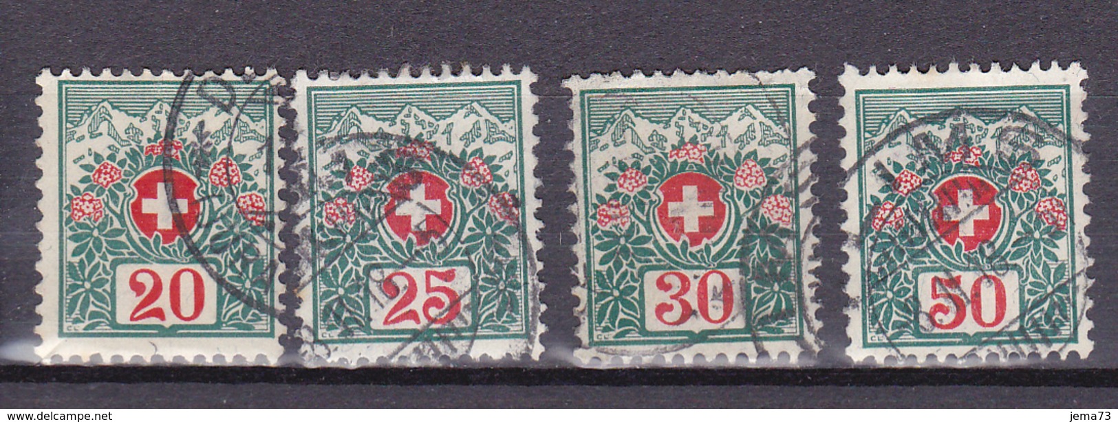 N° 47 à N0° 50 Taxes Timbres De 1910 Filigrame B. Série En Timbres Oblitéré - Télégraphe