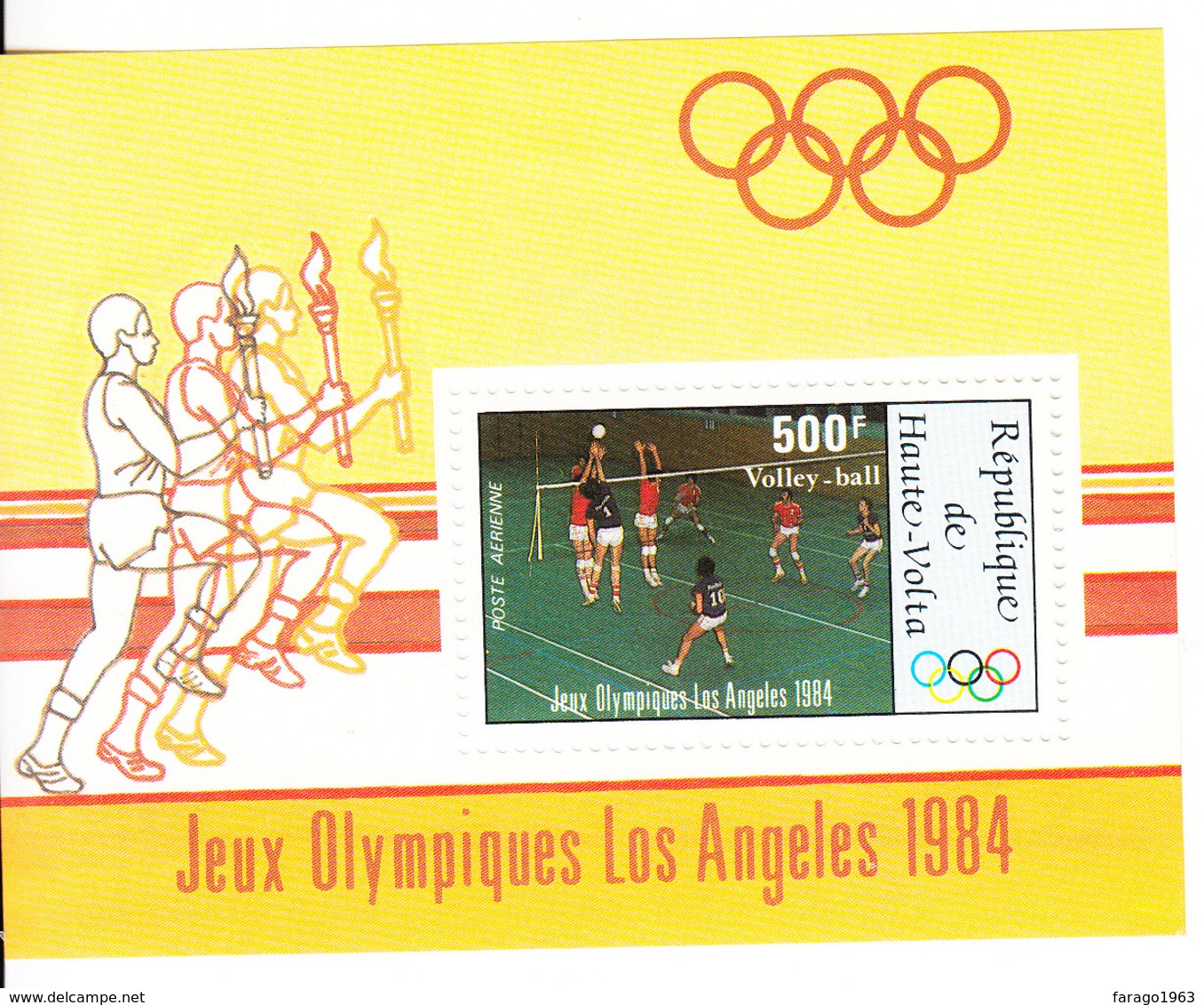 1984 Haute Upper Volta Volleyball Los Angeles Olympics Souvenir Sheet MNH - Neufs