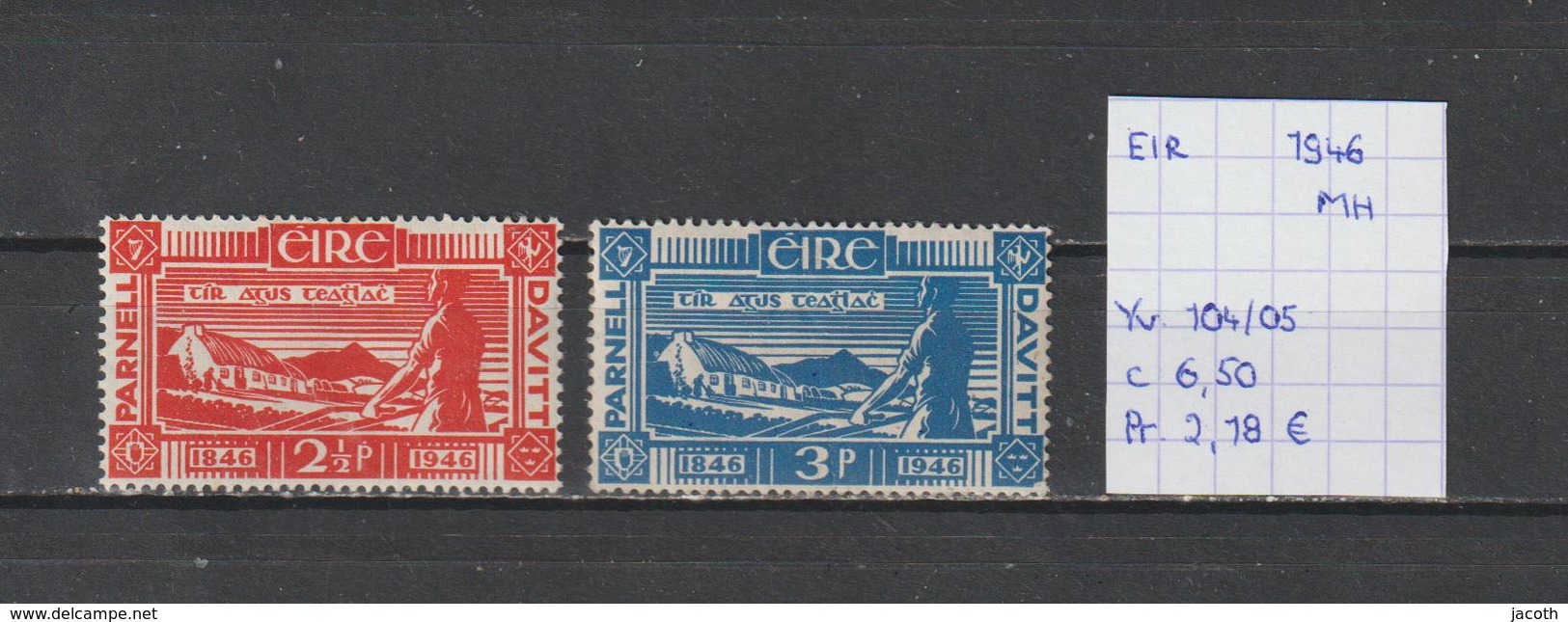 Eire 1946 - Yv. 104/05 Postfris Met Plakker/neuf Avec Charnière/MH - Unused Stamps
