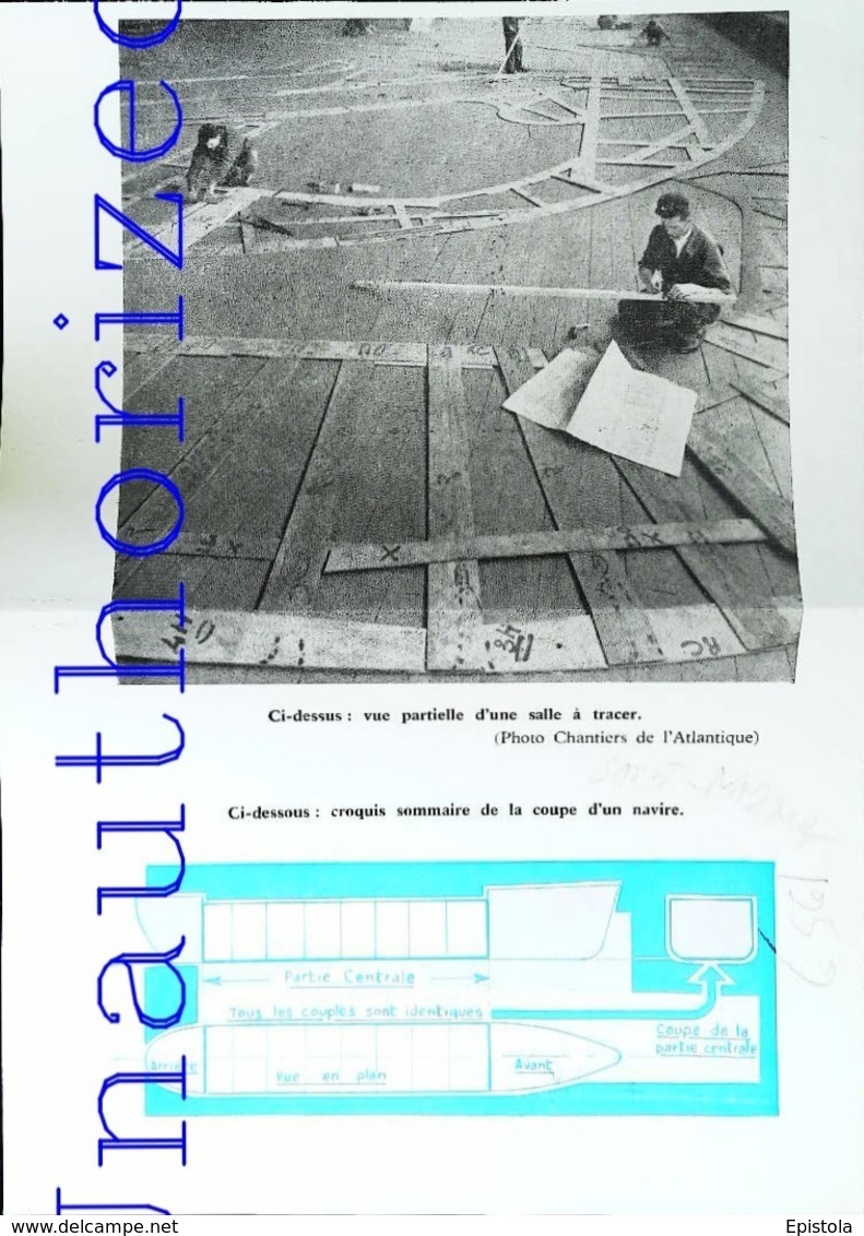 PLAN De Coupe Architecture De Navire - Chantiers De L'Atlantique  - Coupure De Presse (encadré Photo) De 1959 - Architecture