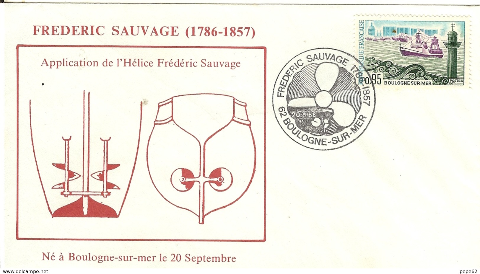 Boulogne Sur Mer- Frederic Sauvage-application De L'hélice-enveloppe- - Otros & Sin Clasificación