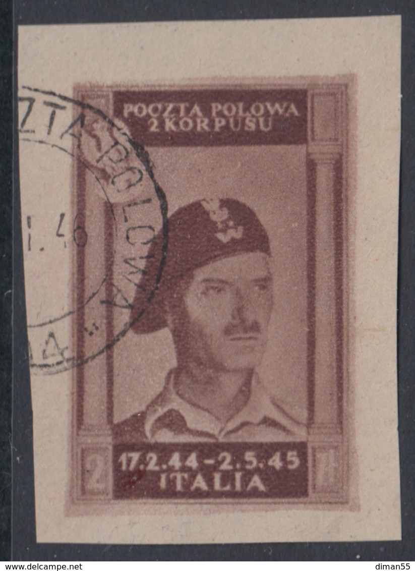 ITALIA - 1946 Corpo Polacco - Sassone N.3Aa Grigio Brunastro Non Dentellato Usato Cat. 1400 Euro - Sonstige & Ohne Zuordnung