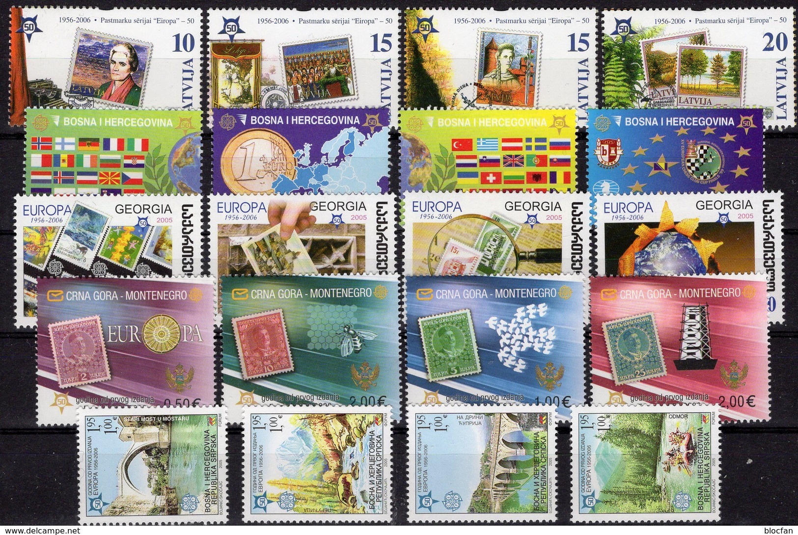 2006 Jubiläum CEPT Sets ** 48€ Montenegro Georgien Lettland Bosnia Serbien Topic Stamp On Stamps 50 Years Of EUROPA - Sammlungen