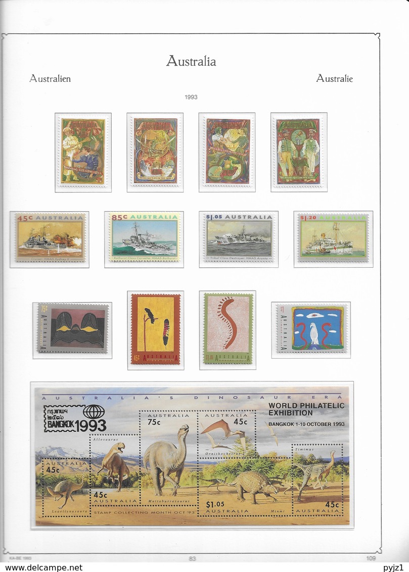 1993 MNH Australia, Year According To Album (6 Scans) Postfris** - Vollständige Jahrgänge