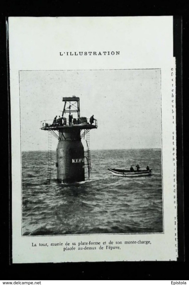 Au Large De HARLINGEN (Pays Bas) Chasse Au Trésor - La "Frégate La LUTINE"  -  Coupure De Presse (encadré Photo) De 1935 - Machines