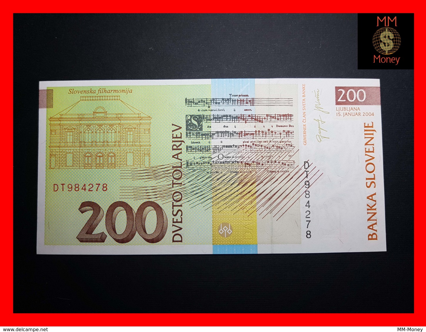 SLOVENIA 200 Tolarjev 15.1.2004 P. 15 D  UNC - Slovenië