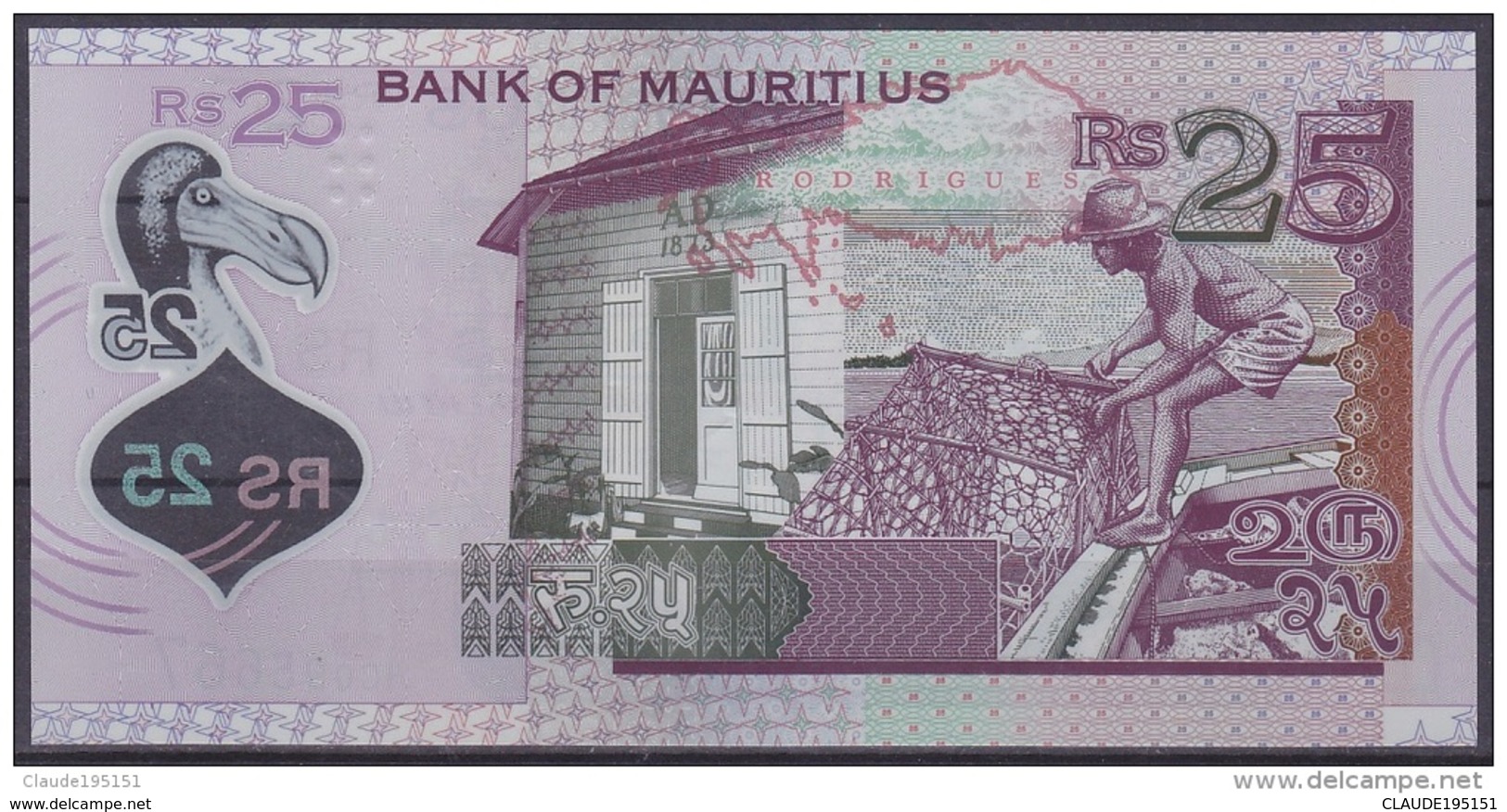 MAURICE      BILLET    25RS   2013 - Mauritius