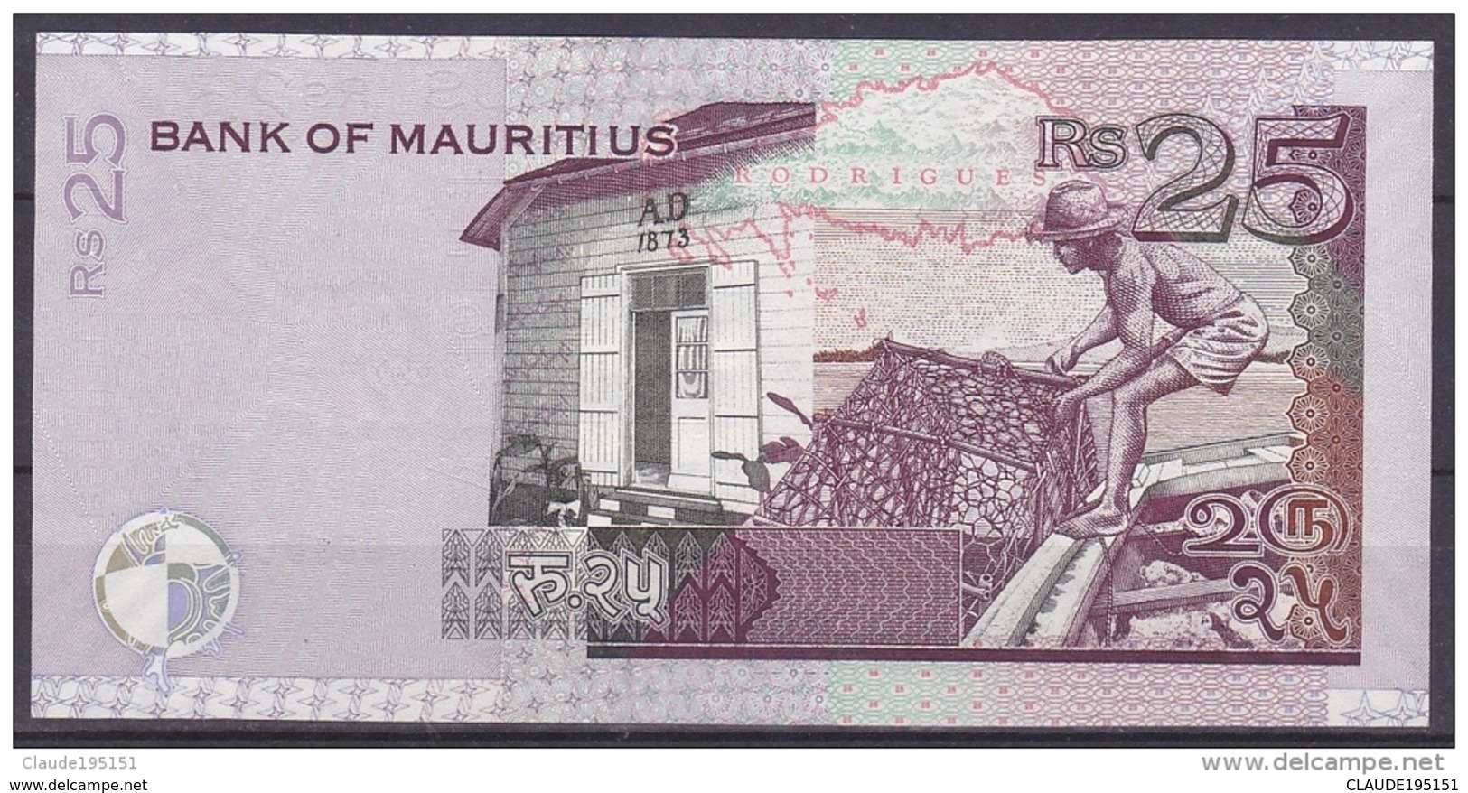 MAURICE      BILLET    25RS   2006 - Mauritius