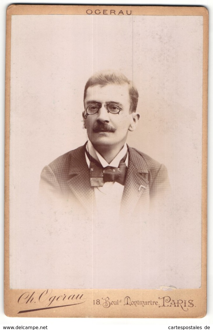 Photo Ch. Ogerau, Paris, Portrait De Herr Avec Zwicker - Anonymous Persons