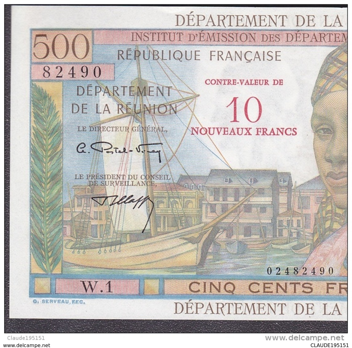 REUNION BILLET          10 NF/500FRANCS     TYPE  1964       EMISSION 1973 - Reunion