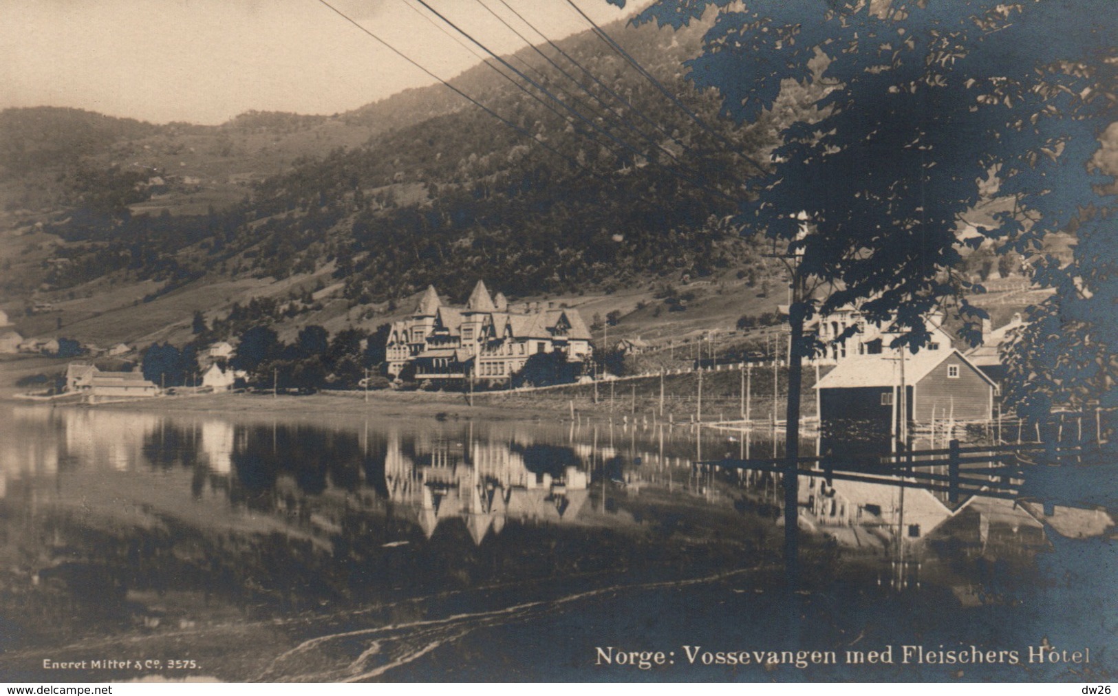 Norge: Vossevangen Med Fleischers Hôtel (Norway, Norvège) Ed. Mittet & Co. - Carte Non Circulée - Norvège