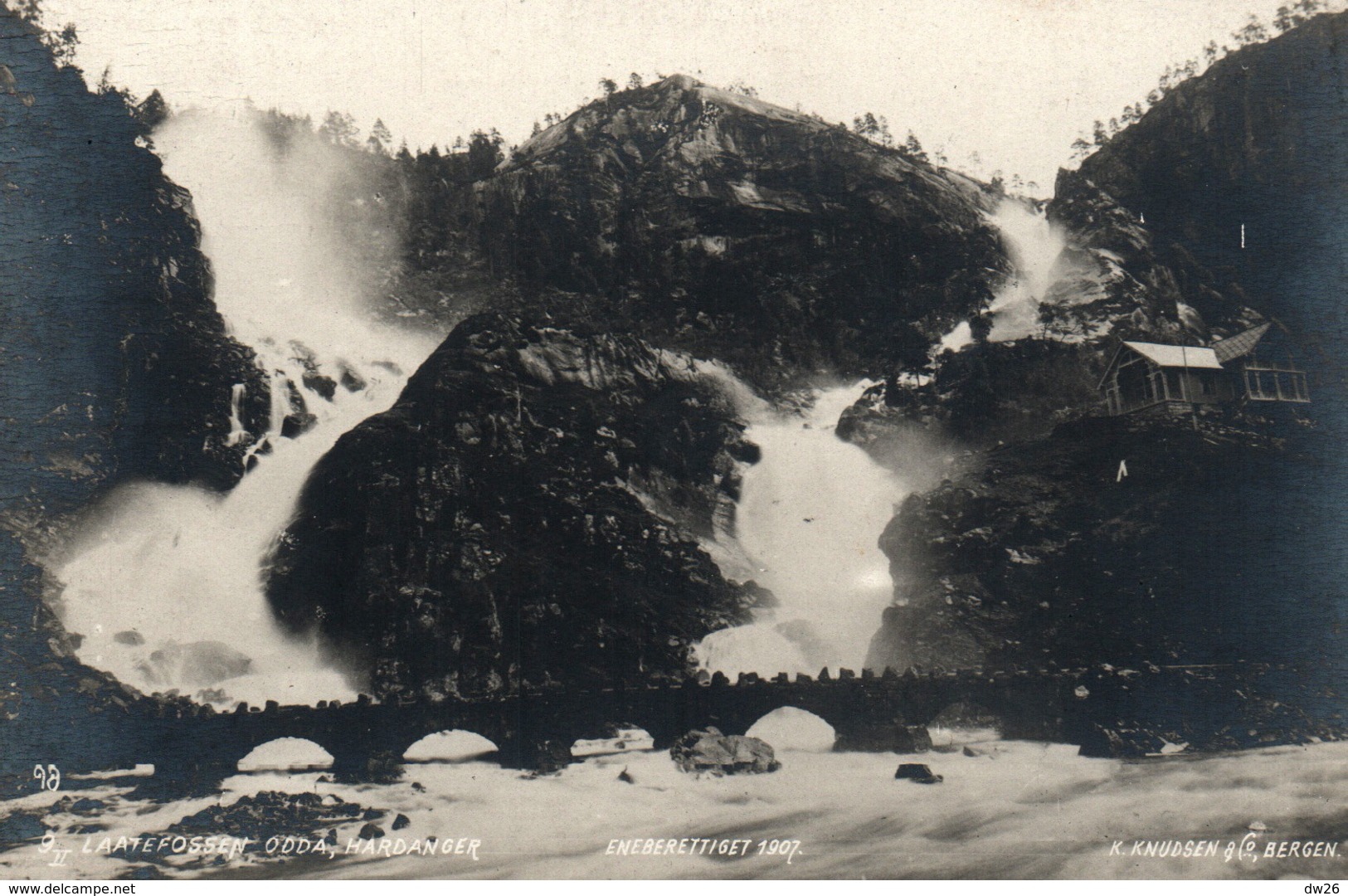 Laatefossen Odda Hardanger (Norway, Norvège) Eneberettiget 1907 - Carte K. Knudsen, Non Circulée - Norvège