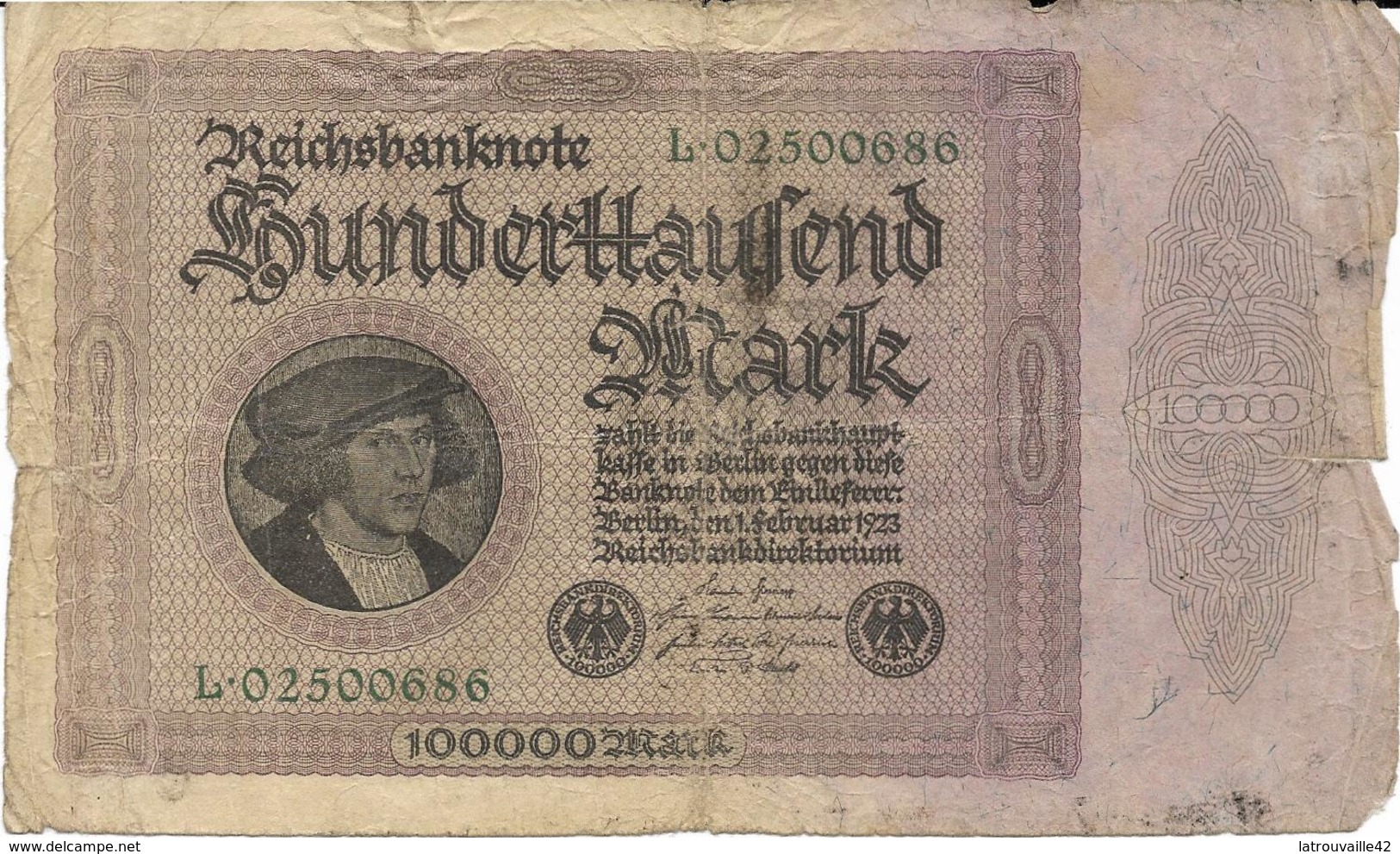 Billet De 100000 Marks Allemagne 01/09/1923 - 100000 Mark