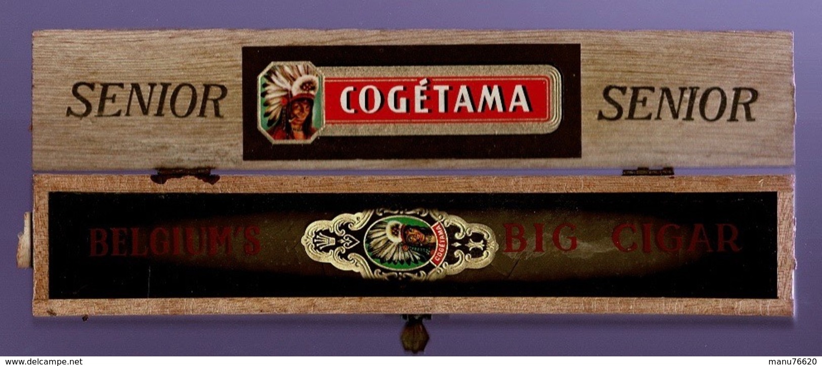 Ancienne Boite Et  Cigare COGETAMA SENIOR  Longueur 20,5CM  Et Boite 23,3 X 4,3cm (Belgique) BELLE BAGUE. - Cigar Cases