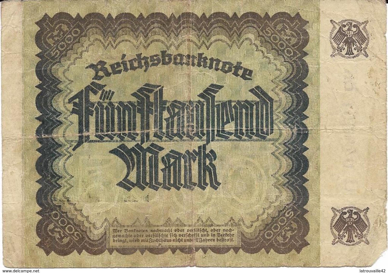 Billet De 5000 Marks Allemagne 02/12/1922 - 5.000 Mark