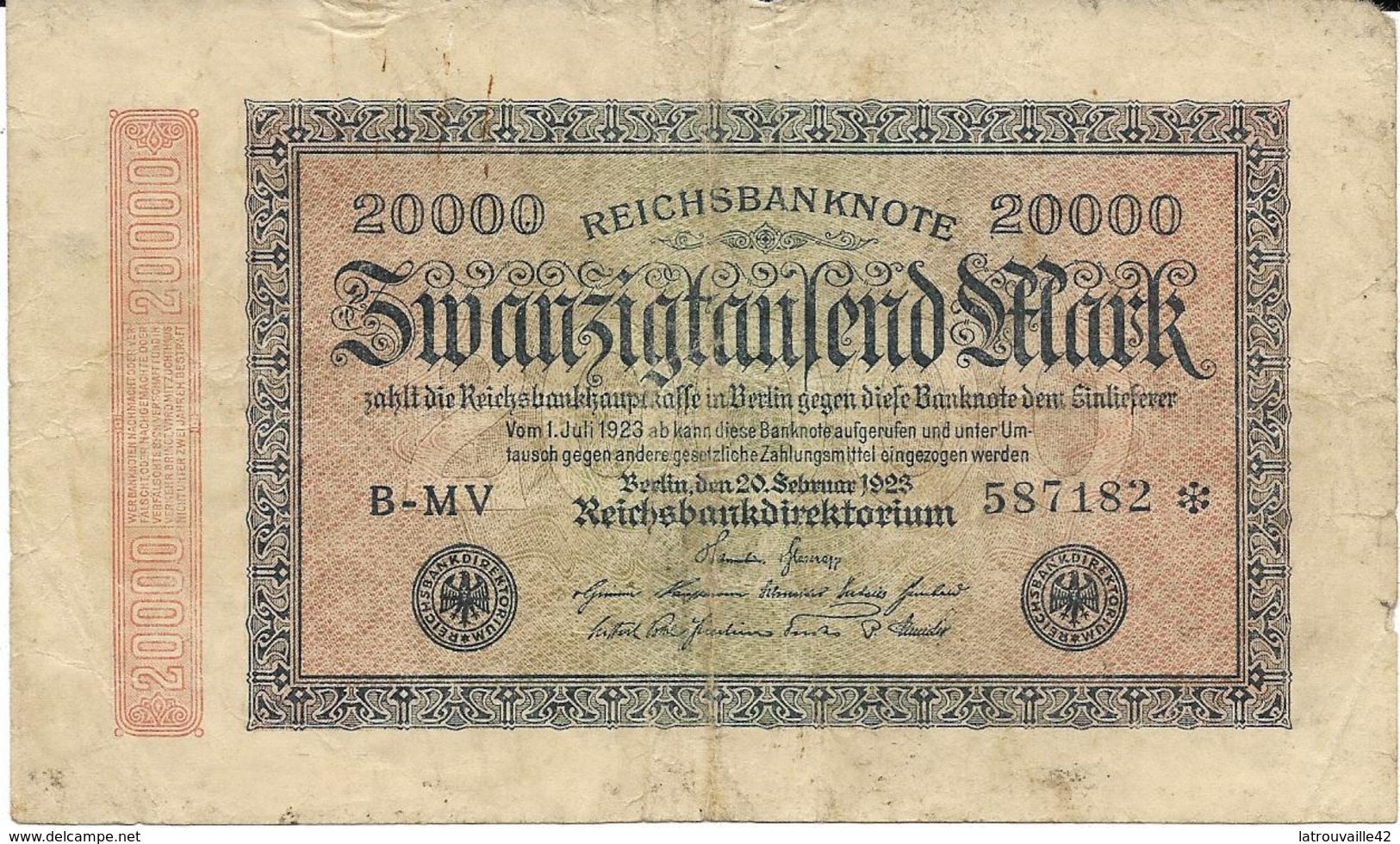 Billet De 20000 Marks Allemagne 20/09/1923 - 20000 Mark