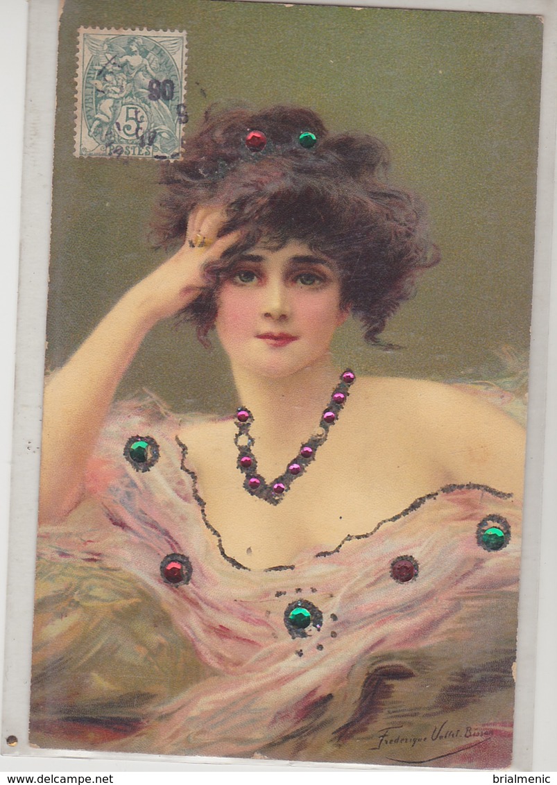 JOLIE FEMME  ( Carte Avec Strass ) ( Fréderique Vallet Bisson ) - Jonvelle