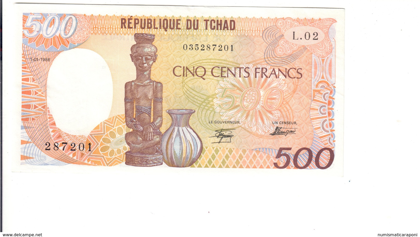 Chad TCHAD Ciad 500 FRANCHI Francs 1986 Sup Lotto.1235 - Tchad