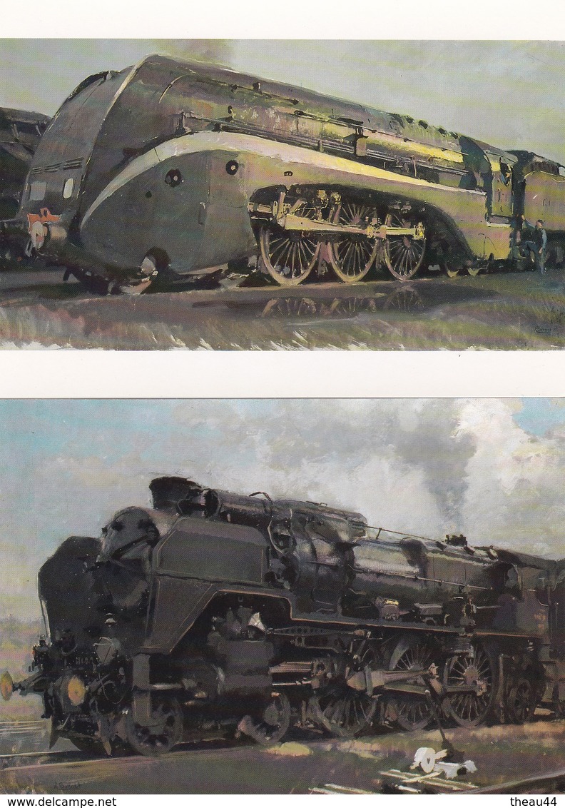 Lot De 12 Cartes Plus Une Pochette De Reproductions De Gouaches D' "Abert BRENET" - Musée Du Chemin De Fer De MULHOUSE - Eisenbahnen