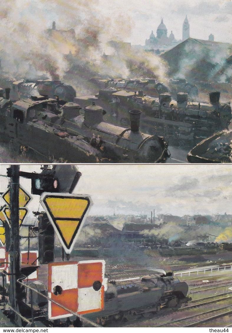 Lot De 12 Cartes Plus Une Pochette De Reproductions De Gouaches D' "Abert BRENET" - Musée Du Chemin De Fer De MULHOUSE - Treni