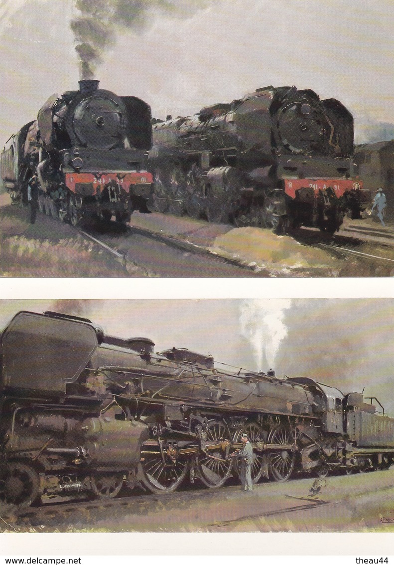 Lot De 12 Cartes Plus Une Pochette De Reproductions De Gouaches D' "Abert BRENET" - Musée Du Chemin De Fer De MULHOUSE - Eisenbahnen