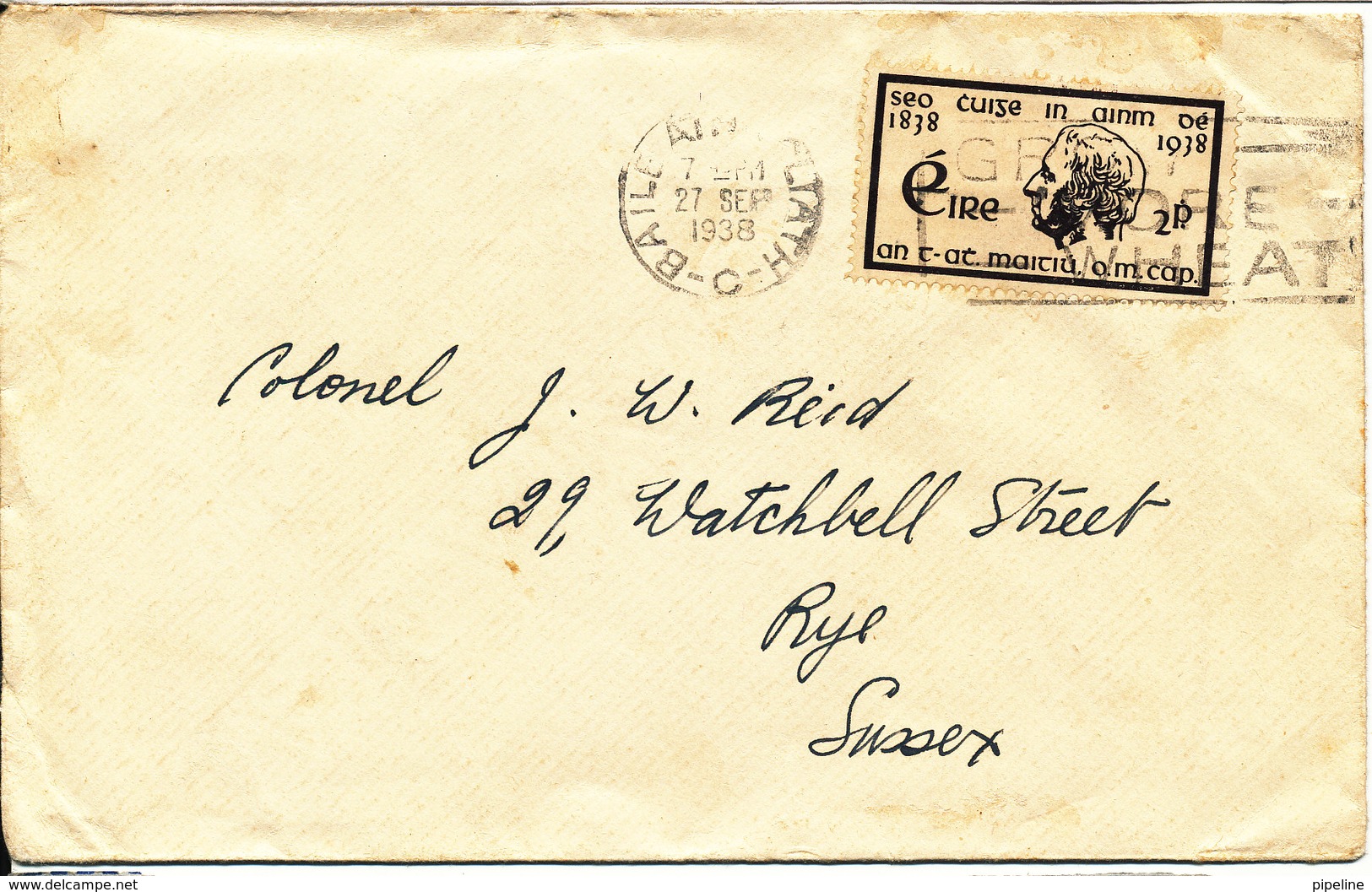 Ireland Cover 27-9-1938 Single Franked - Cartas & Documentos