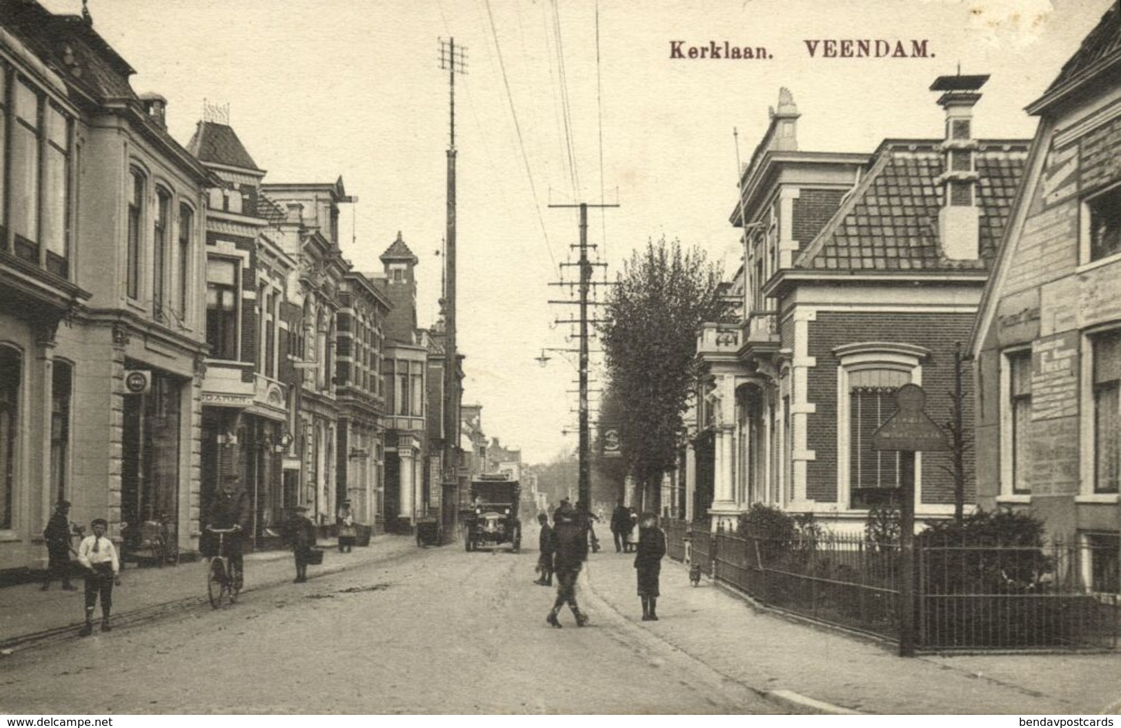 Nederland, VEENDAM, Kerklaan, Auto (1915) Ansichtkaart - Veendam