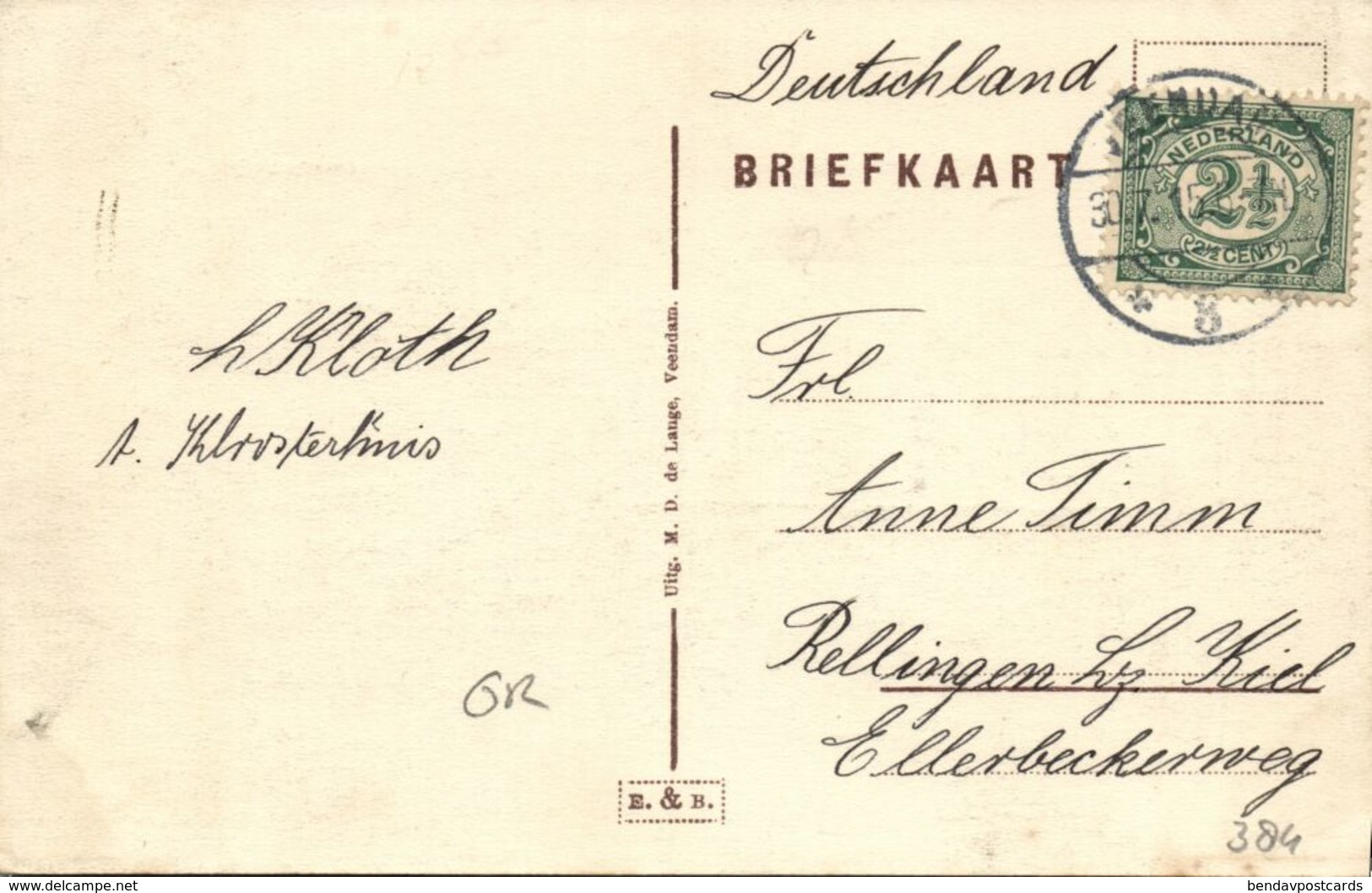 Nederland, VEENDAM, Kerklaan, Auto (1915) Ansichtkaart - Veendam