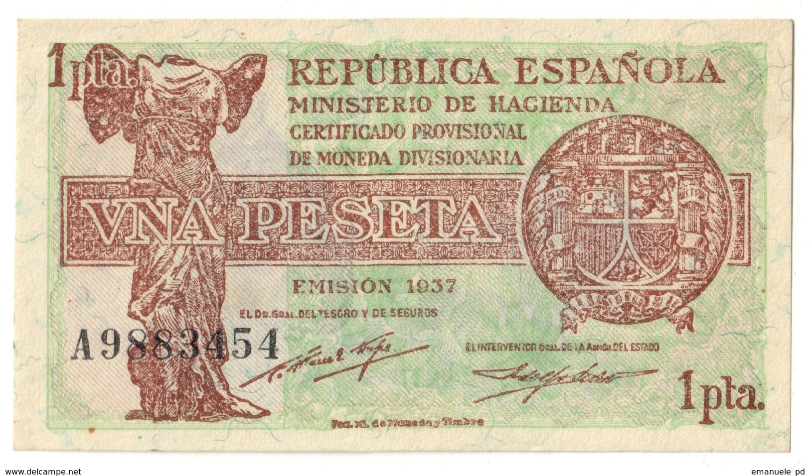 SPAIN	1	PESETA	1937	P94	UNC			.CV. - 1-2 Pesetas