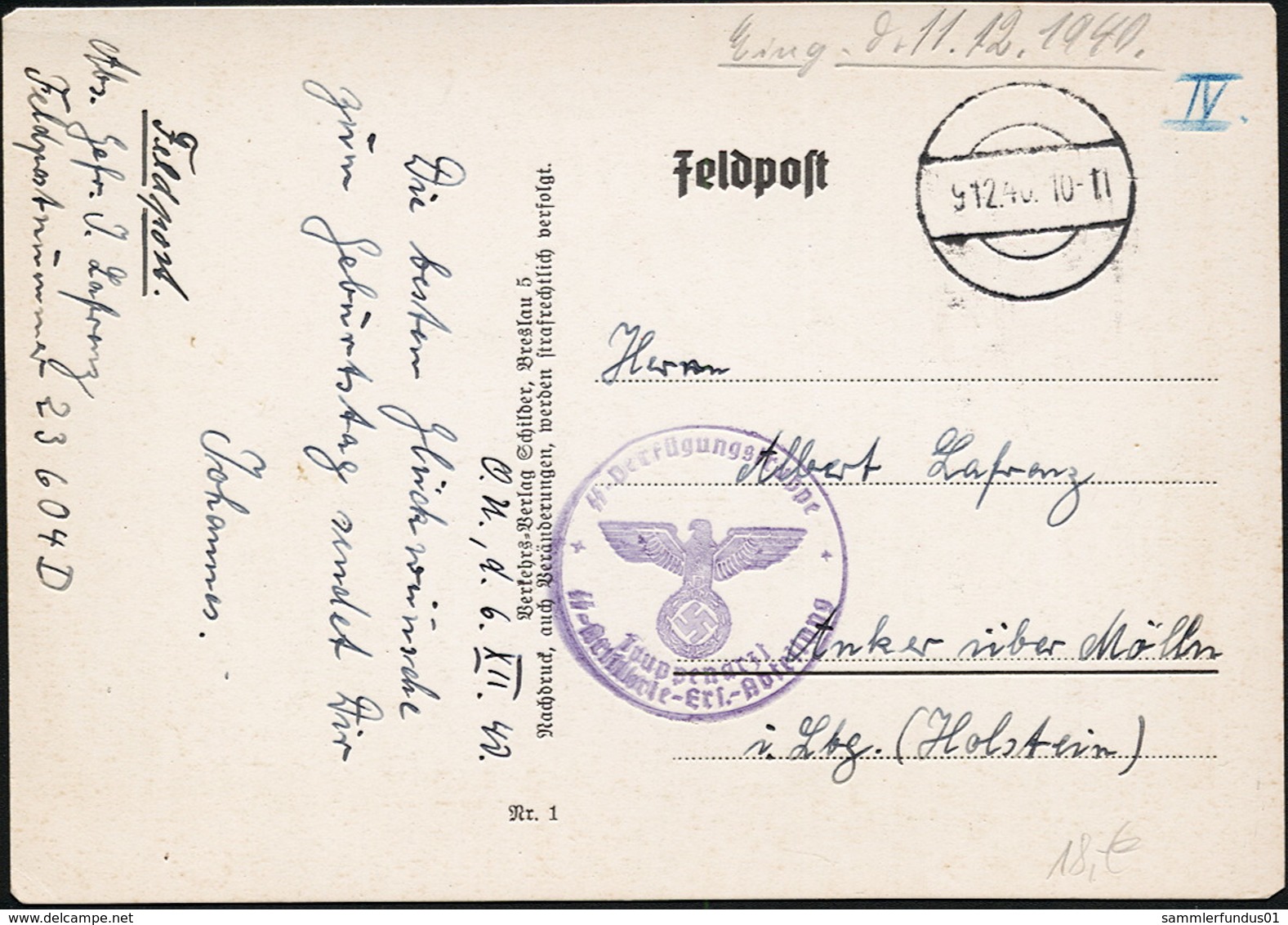 AK/CP Propaganda Göring  Feldpost  SS Verfügungstruppe    Gel/circ.1940   Erhaltung/Cond. 2  Nr. 01017 - Weltkrieg 1939-45