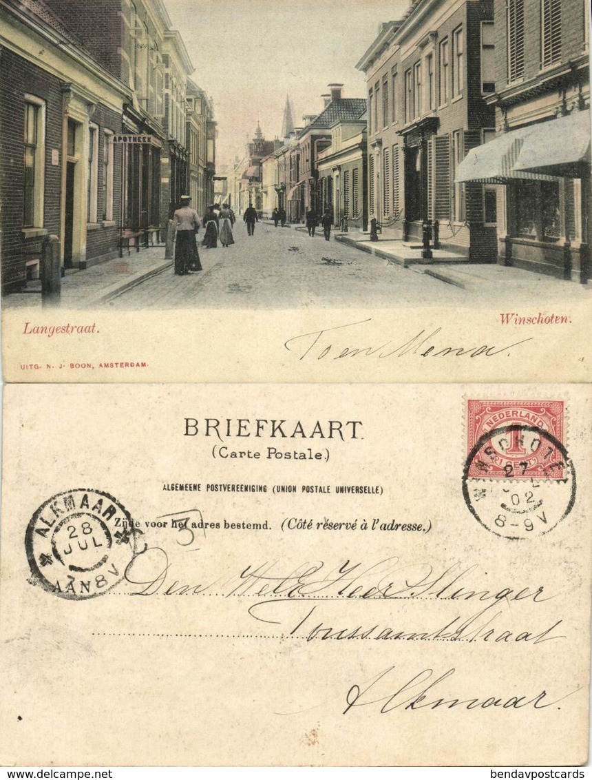 Nederland, WINSCHOTEN, Langestraat, Apotheek (1902) Ansichtkaart - Winschoten