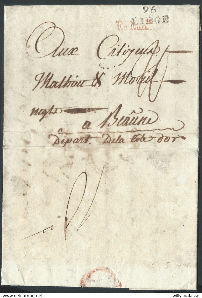 2 Lac 96/LIEGE + Marques Différentes En.Num. En Rouge (En Numéraire) Pour Beaune. RR - 1794-1814 (Période Française)